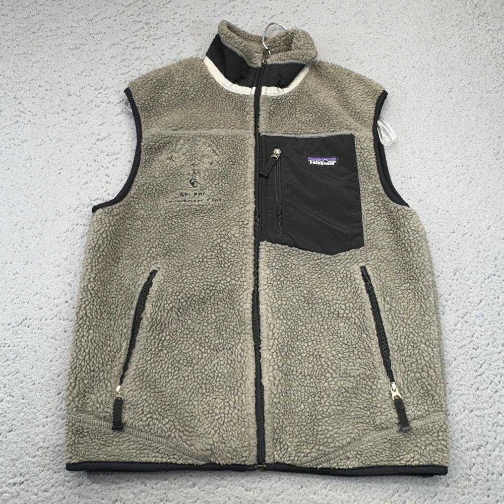 Patagonia Vest Mens Small Tan Fleece Lined Full Zip Classic Retro X Ski Club